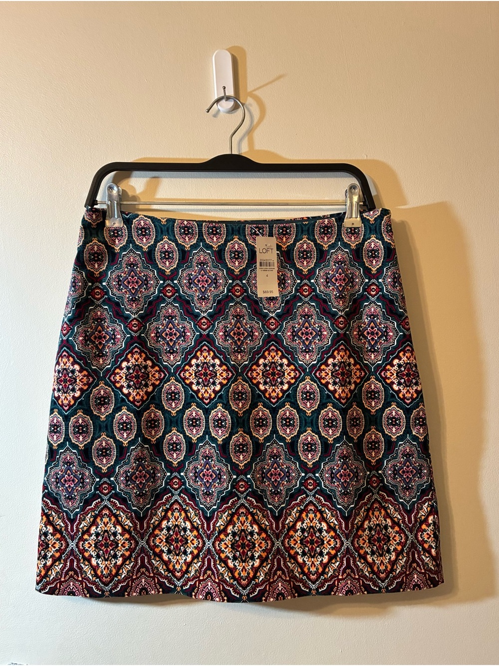 NWT LOFT Corduroy Boho Mini Skirt Tapestry Fairy Fall Retro 70s Layering Sz 4